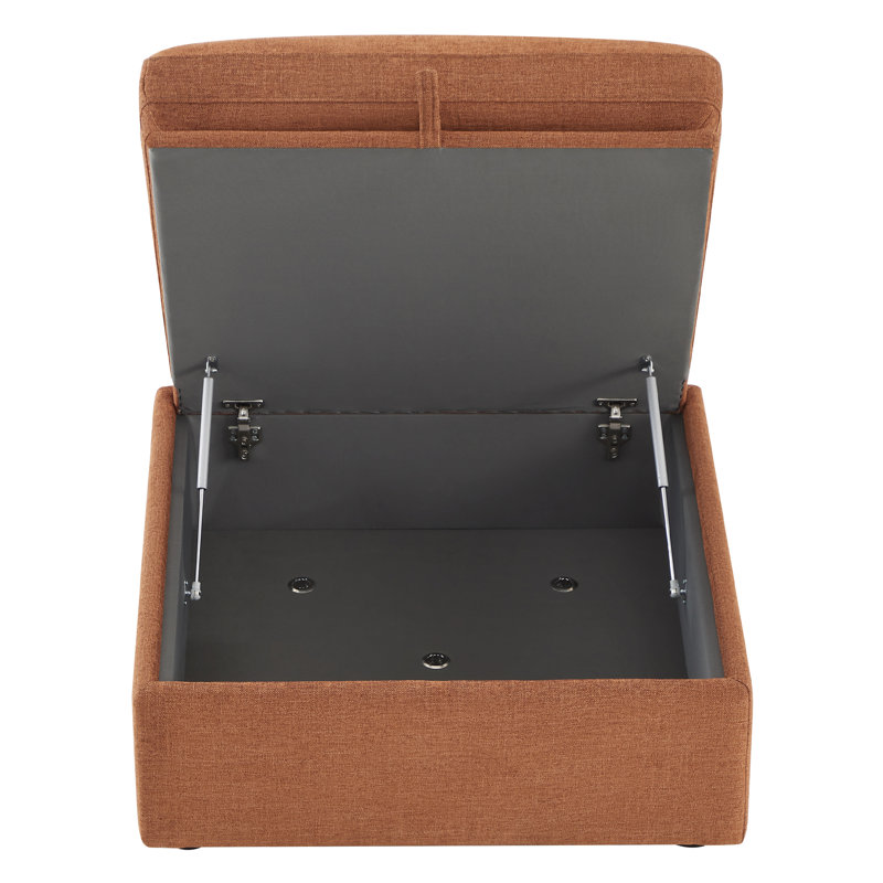 Winfree 33.9" Wide Rectangle Storage Ottoman, Orange