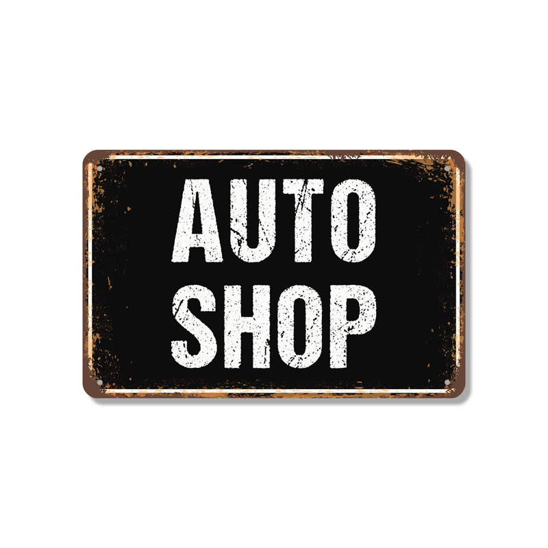 Auto Shop (paquet de 2) enseigne fantaisie en aluminium 7 po x 10 po