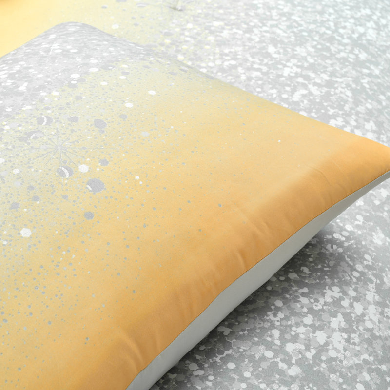 Yellow and Gray Ombre Glitter Full Comforter Set