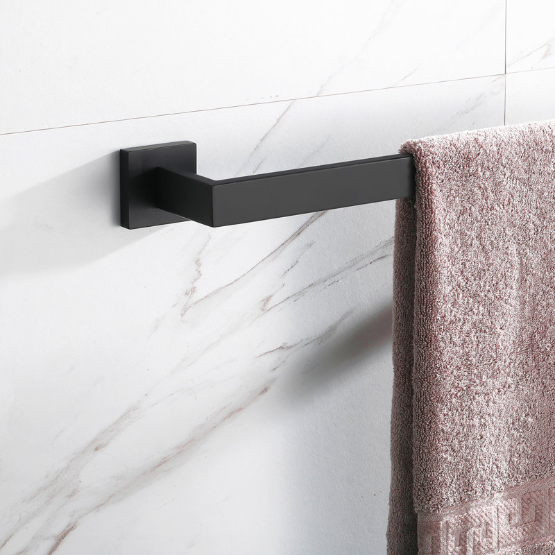Porte-serviettes mural en acier inoxydable, Noir mat