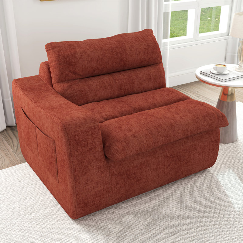 Canapé de plancher confortable et moderne pour diverses pièces, améliorant la détente, Orange, Face à la droite