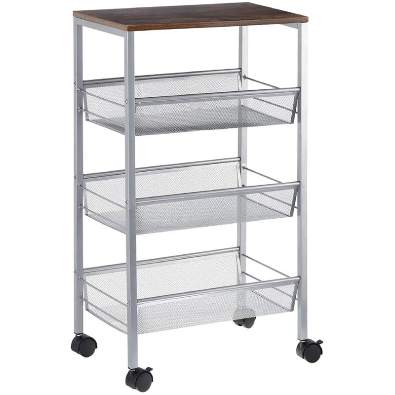 29.9'' H x 17.3'' W Utility Cart with Wheels, Silver