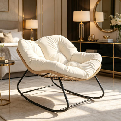 Fauteuil à bascule berçant, conception surdimensionnée avec coussin, mobilier d'extérieur pour la cour, le patio et le jardin