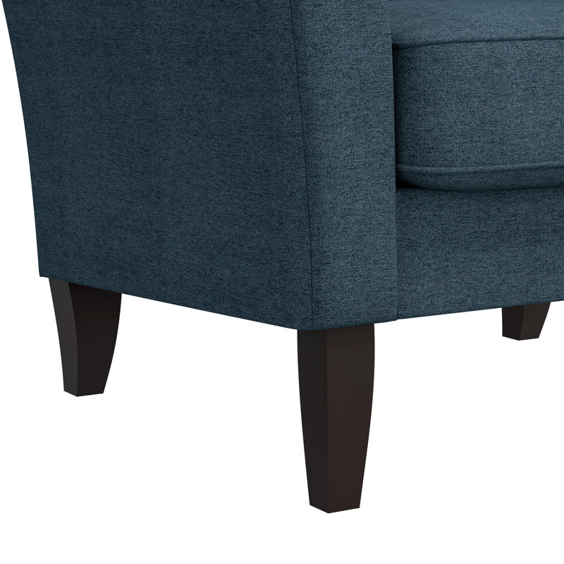 Alex Transitional Flared Arm Upholstered Armchair, Blue Polyester