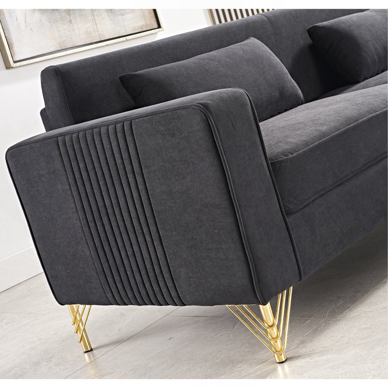 Canapés en velours de 85,8 po Aesthetic, Black