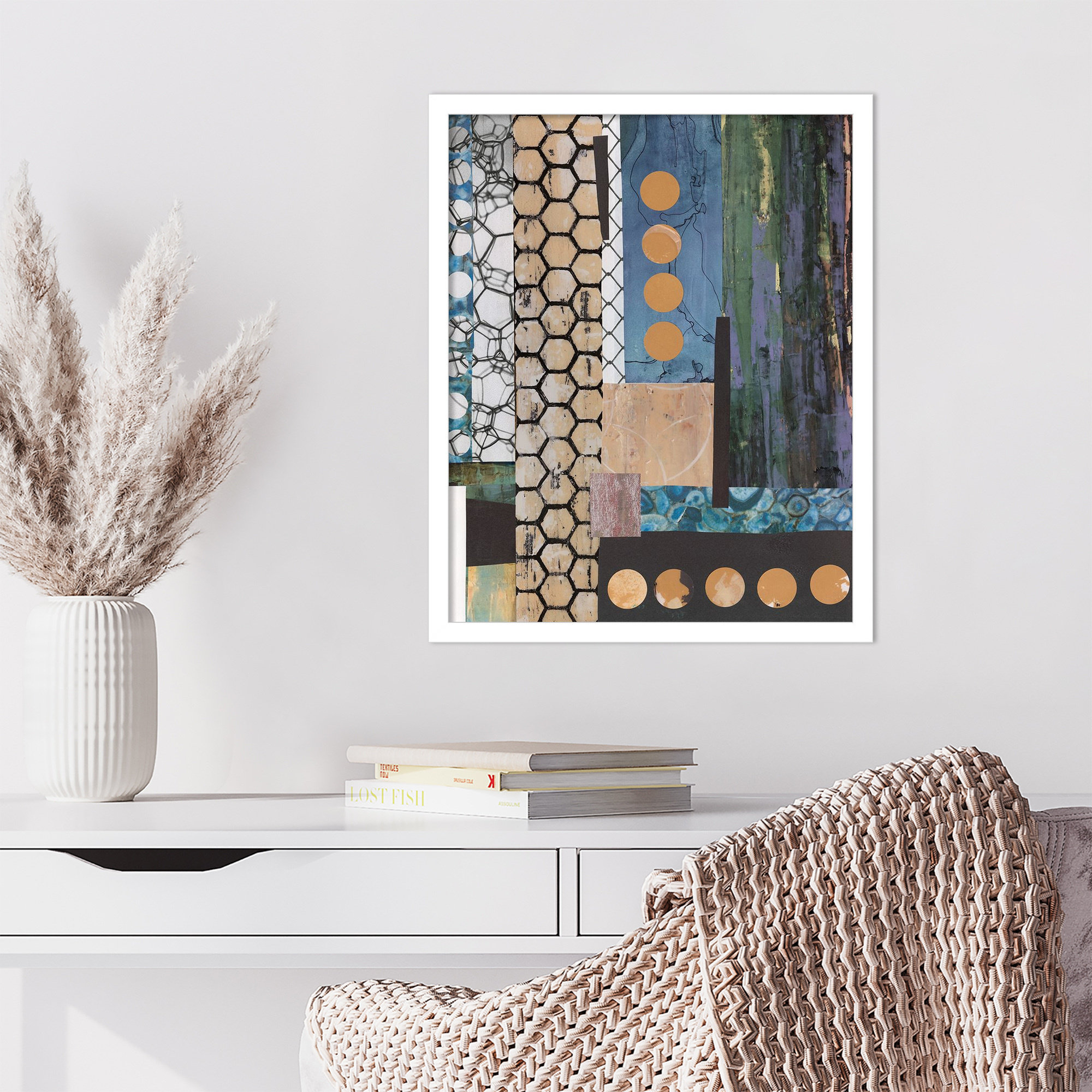 Mashup II by Maurin Wood Framed Wall Art Print, 21" H x 17" W, White