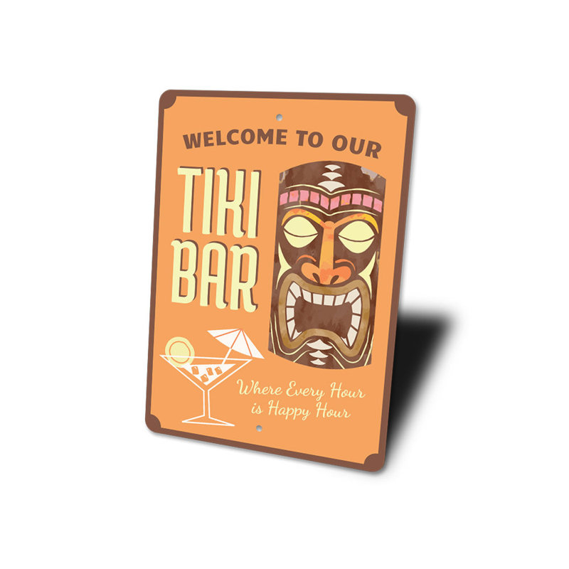 Plaque en aluminium Welcome Tiki Bar, H 18 po x l 12 po x P 0,06 po