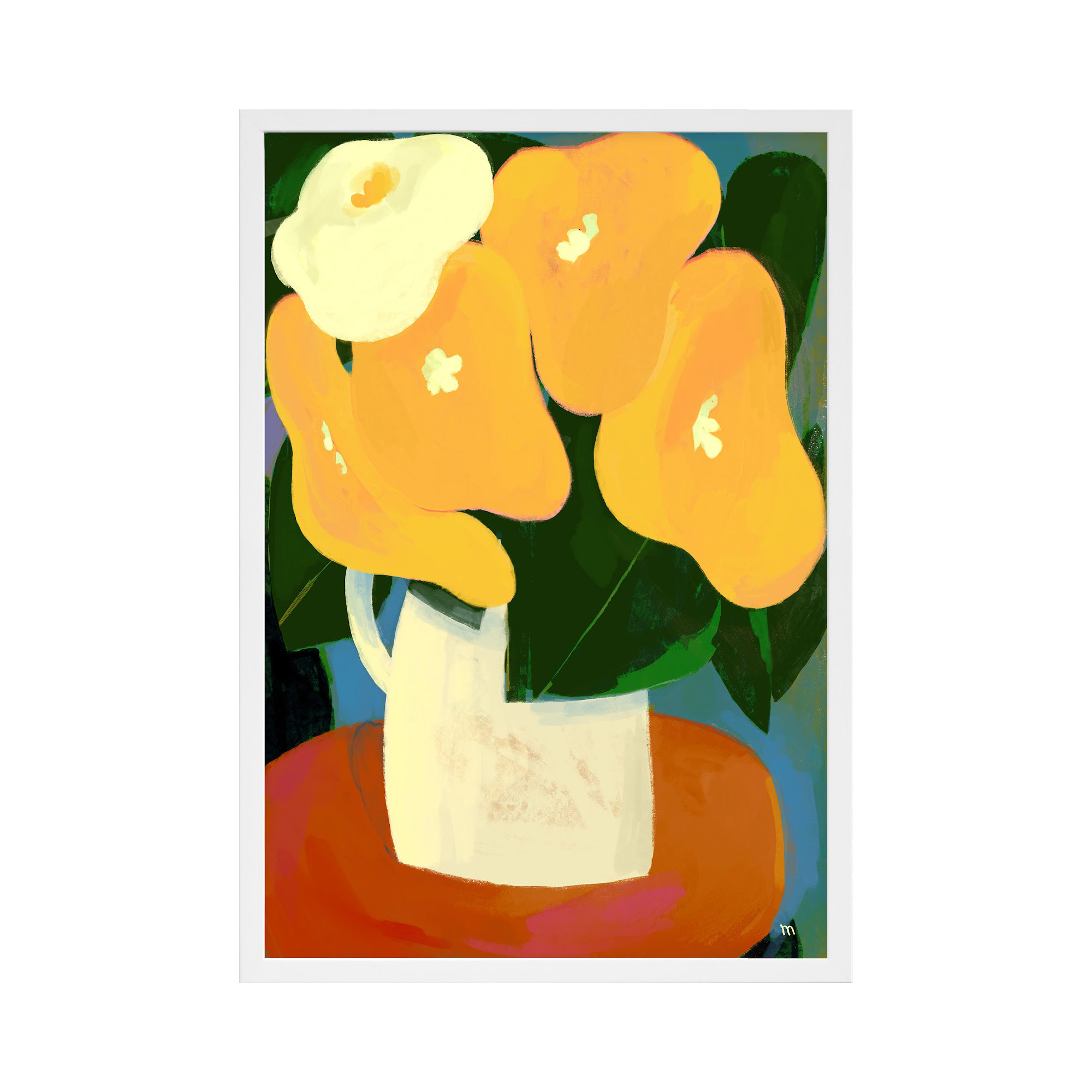 My Yellow Flowers by StudioM, White, 20" H x 14" W x 1.25" D