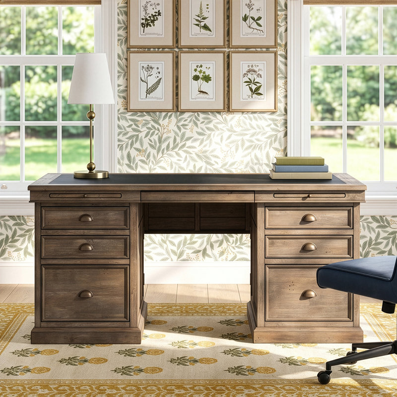 Pritchett Solid Wood Base Executive Desk