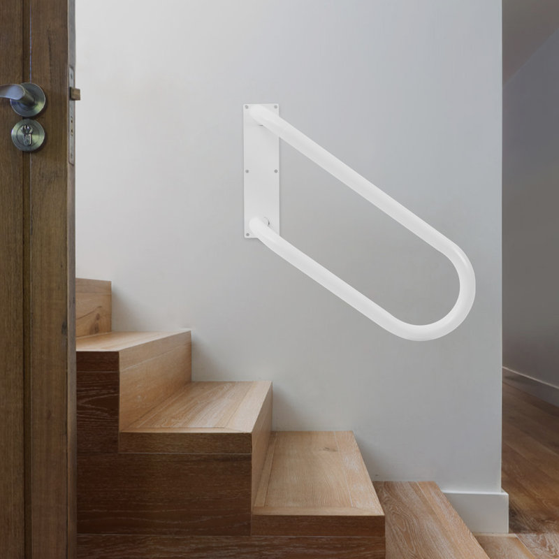 U-Shape Right Side Wall-Mounted Handrai, White