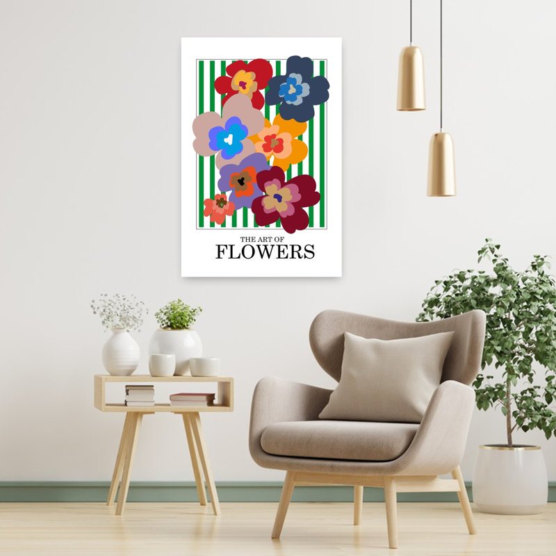 Art contemporain Art floral coloré contemporain, H 36 po x l 24 po