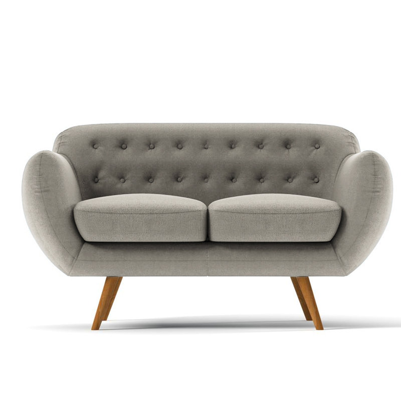Millicent 2 Seater Loveseat, Light Grey