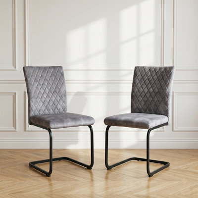Fabric Upholstered Cantilever Chair in Grey
