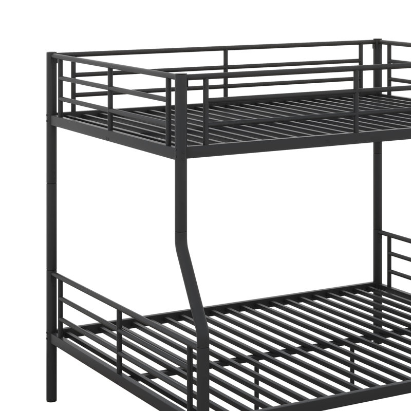 Full XL Over Queen-Sized Metal Bunk Bed, Black