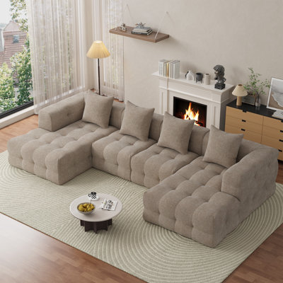 111‘’W Oversized Sectional Sofa Channel Tufted L-Shaped Compression Couch