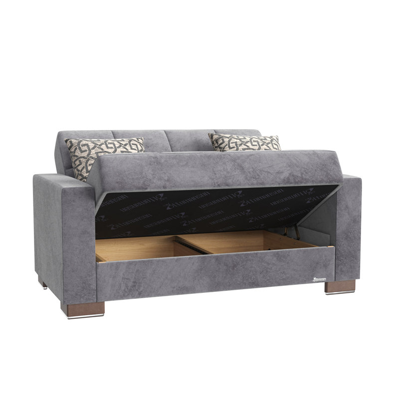 Causeuse convertible avec rangement en microfibre grise Primenest Collection Zenaero, Gris