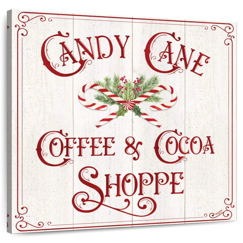 Plaque murale Kema Vintage Christmas I - Candy Cane Coffee, H 20 po x l 20 po