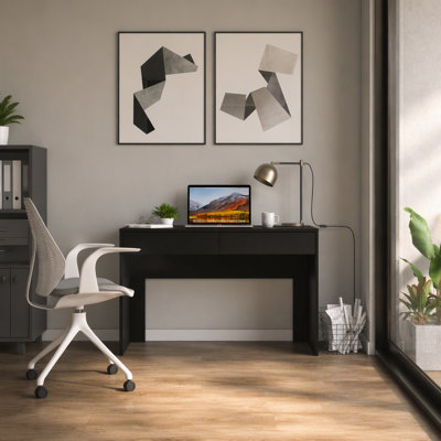 Computer Desk with Two Drawers Writing, Black
