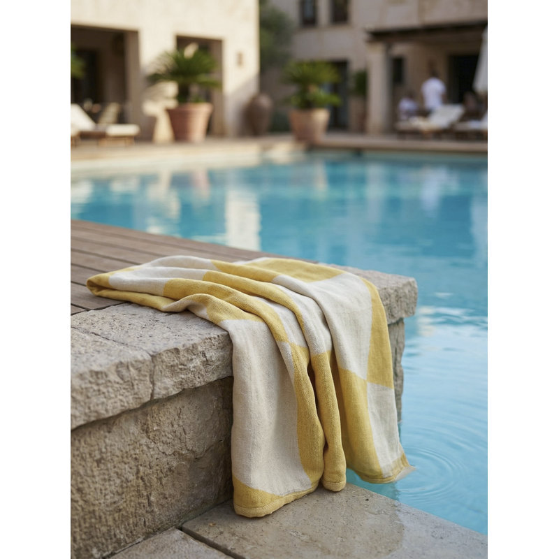 Serviette jaune en coton, Jaune