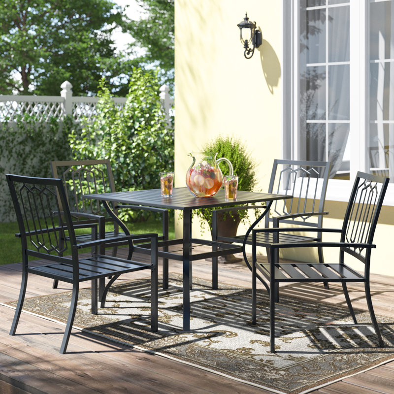 4 - Person Patio Dining Set with Square Table, No, None