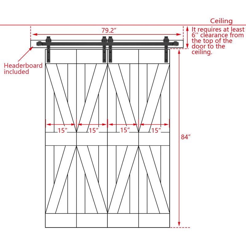 Porte intérieure pliante K Style, 60 po x 84 po, Café