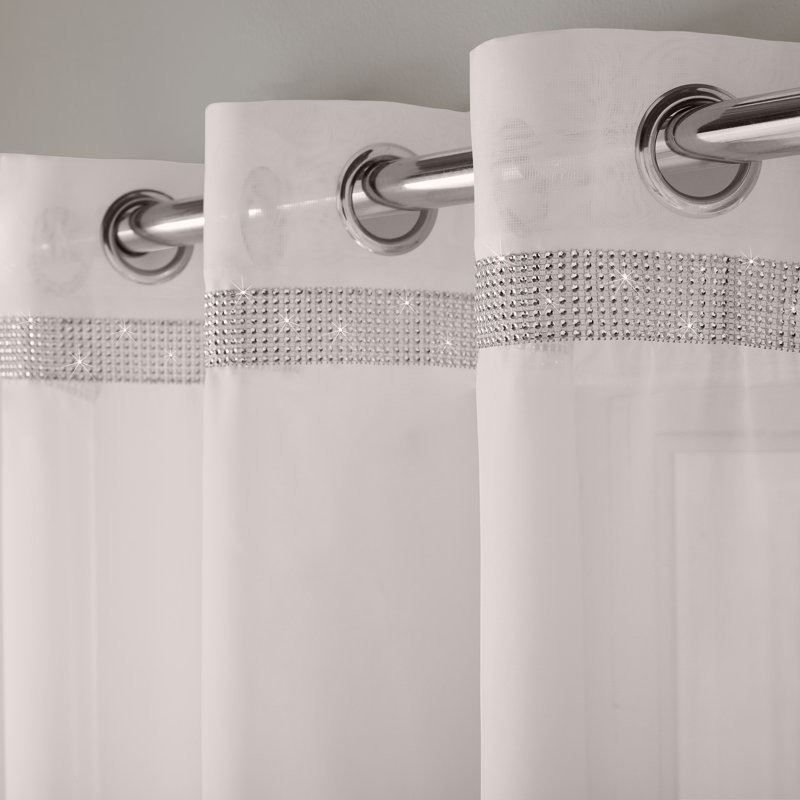Odom Sheer Curtain Single Panel, Ivory, 145 W x 183 D cm
