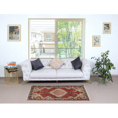 Tapis turc vintage fait à la main en rouge