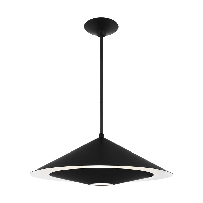 Kelly Wearstler Echo 1 Light Dining Room Pendant With Sandblast Inside Clear Outside Shade, Midnight Black