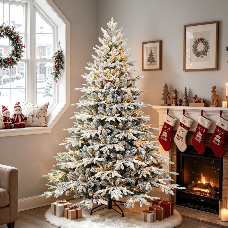 Arbre de Noël artificiel pré-éclairé enneigé, 6'