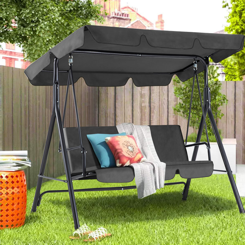 3 Person Porch Swing with Canopy, Grey