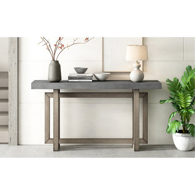 Console Contemporary Living - plateau en bois et meubles d'apparence moderne de style béton