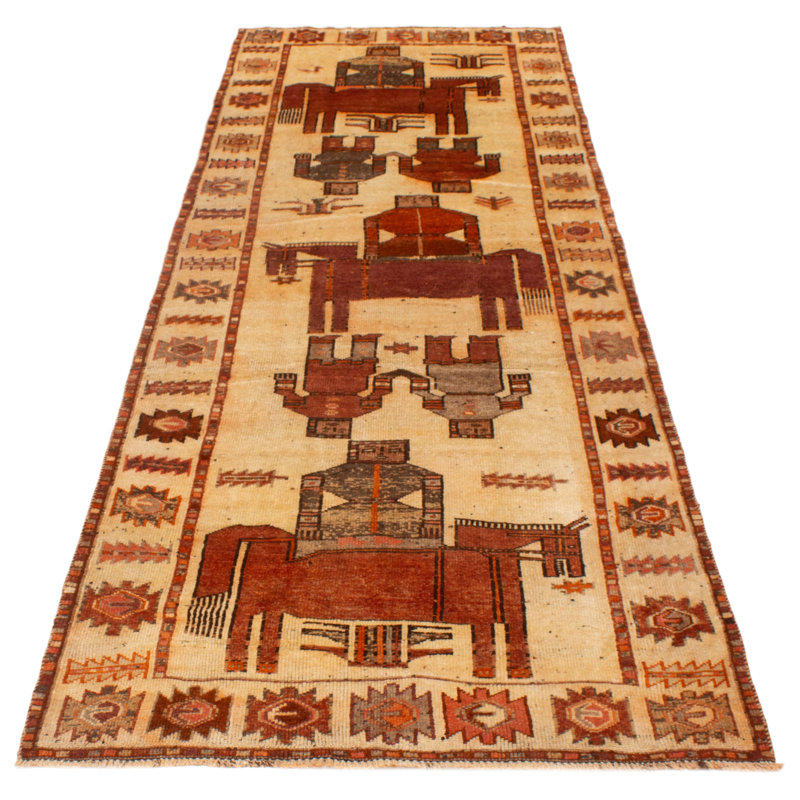 Tapis de couloir unique en laine 4 pi 7 po x 12 pi 5 po Baita