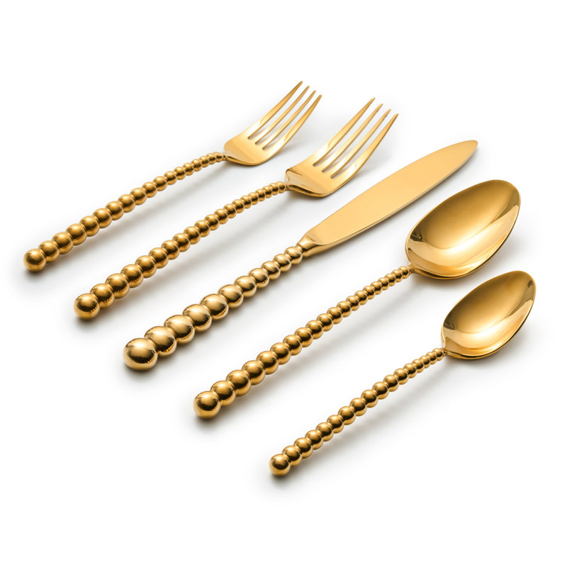 Rondure 20 - Piece Stainless Steel Flatware Set - Service for 4, Gold