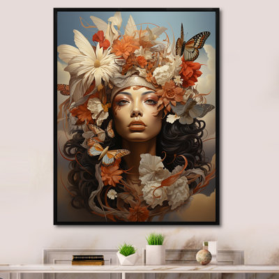 Portrait d'une femme afro-américaine à motif floral II