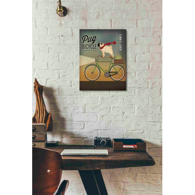 'Pug on a Bike' by Ryan Fowler, Canvas Wall Art