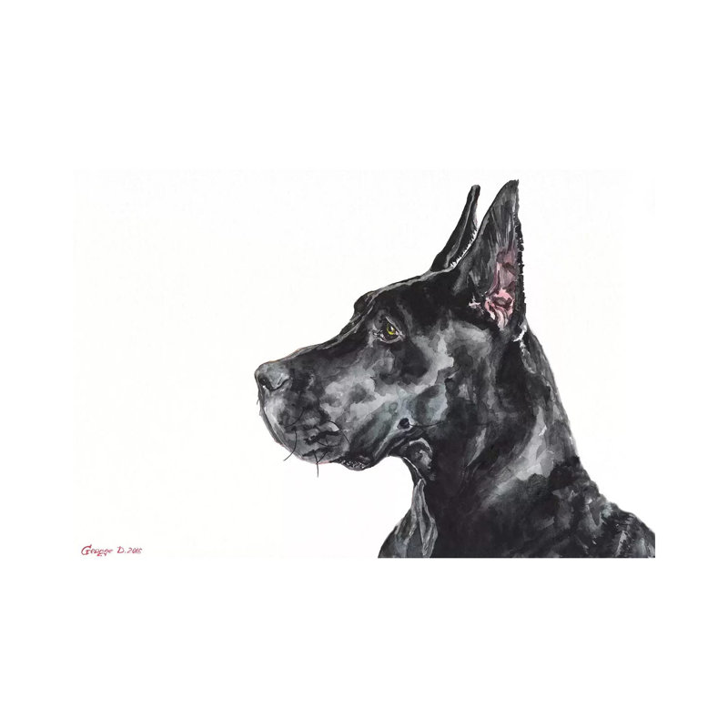 Black Dane by George Dyachenko - Wrapped Canvas Painting, 20.32 cm H x 30.48 cm W