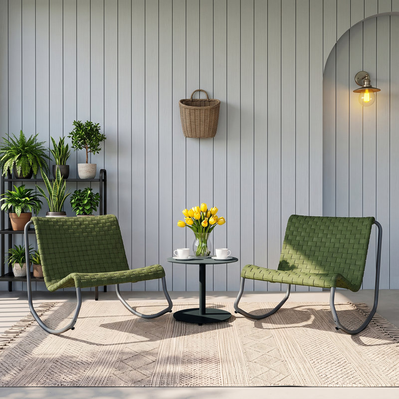 Ensemble de chaises berçantes d'extérieur 2 personnes, Vert