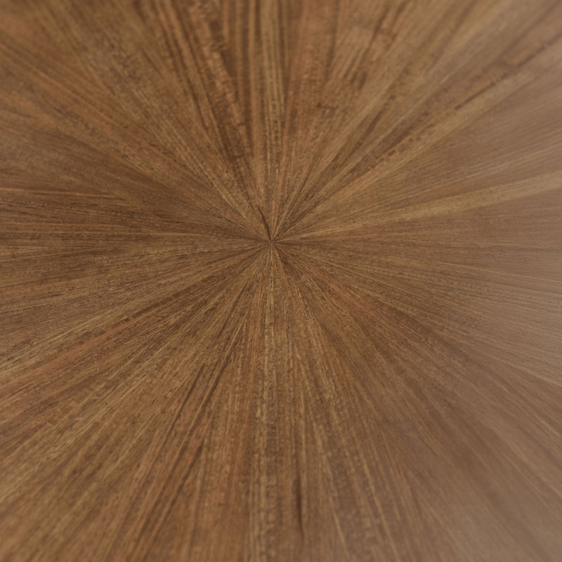 Bugrane Solid Wood Rounded Edge Rectangular Dining Table with Sunburst Pattern