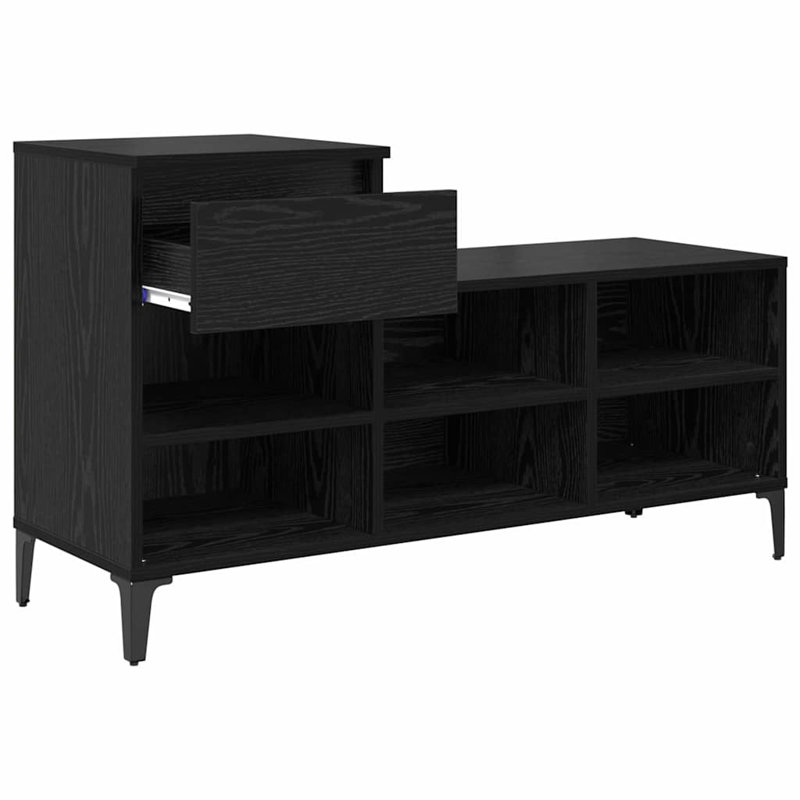 6 Pair Shoe Storage Cabinet, Black