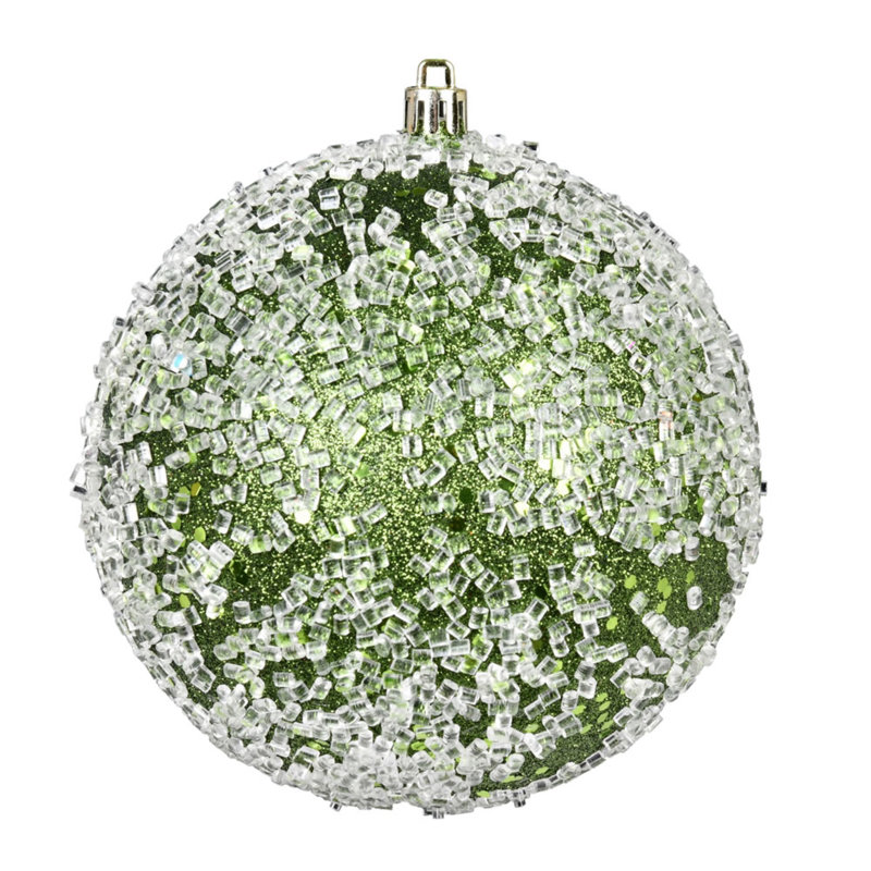 Ornement boule scintillante, Vert mousse, H 6 po x l 6 po x P 6 po, 4