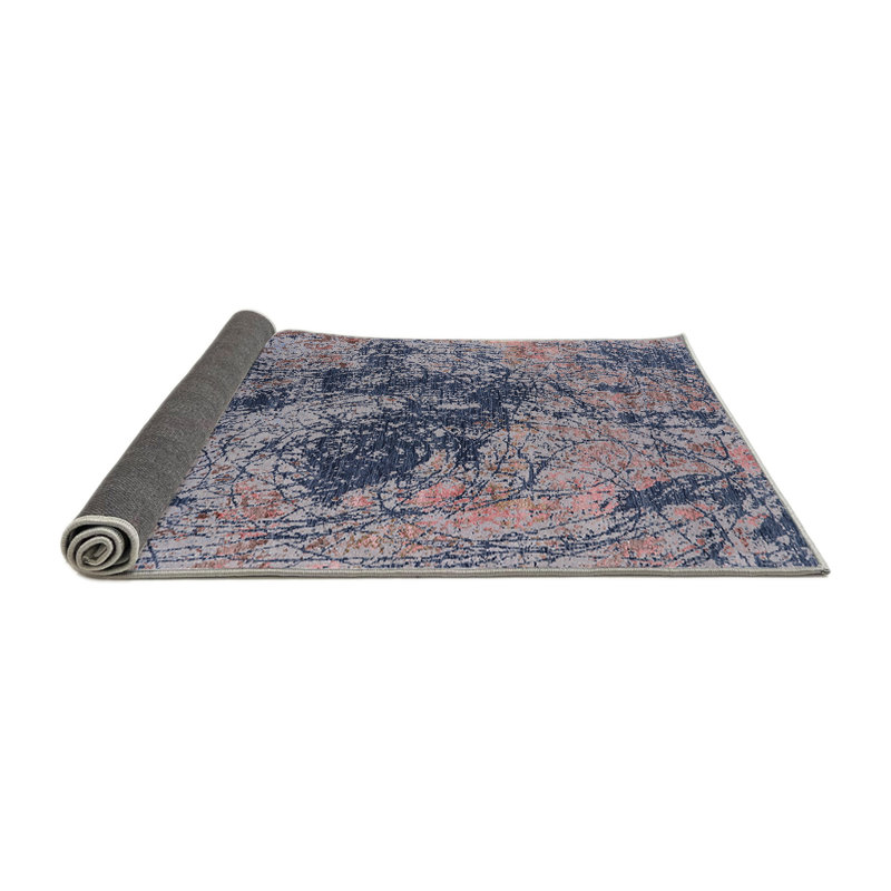 Tapis abstrait bleu marine / brun, Rond 6 pi