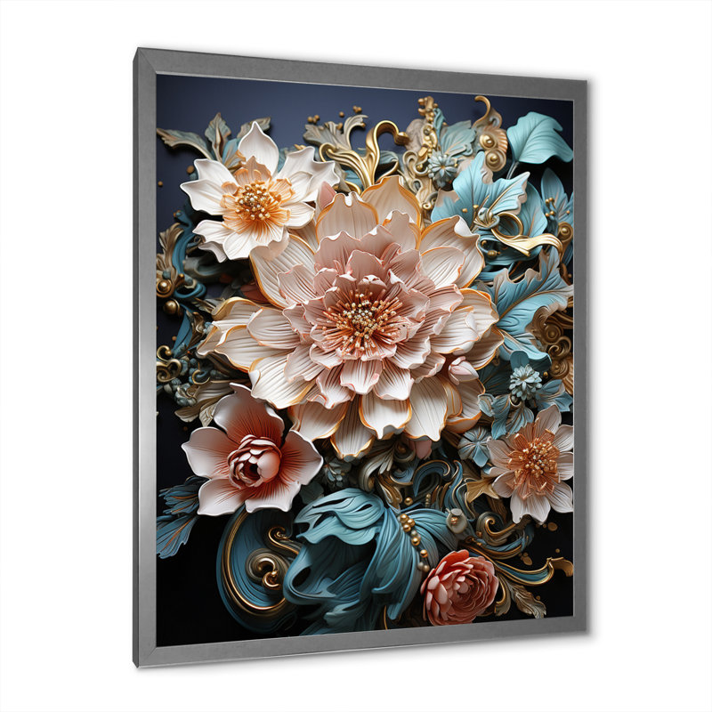 Bouquet de fleurs sauvages éclatantes, H 32 po x l 16 po, Cadre simple argenté