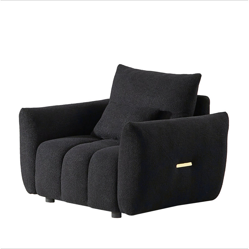 Canapé en peluche MH36,8 po, méridienne moderne pour appartement, bureau, salon et chambre à coucher, Noir