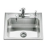 Toccata 25" L x 22" W x 7-11/16" Top-Mount Single-Bowl Kitchen Sink with 4 Faucet Holes