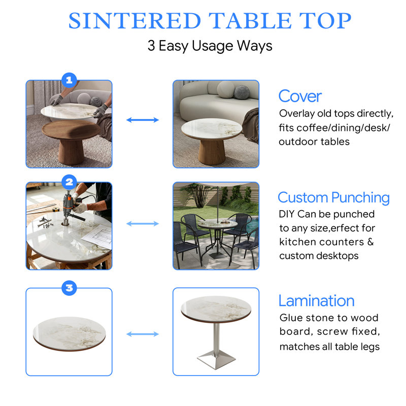 Plateau de table 39 po, H 0,43 po x L 39,37 po x l 39,37 po