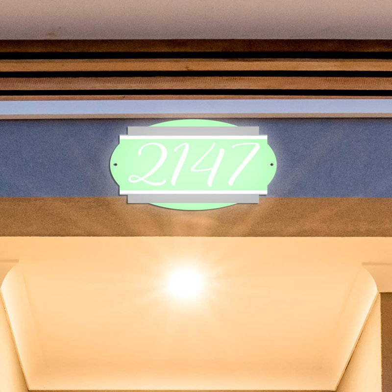 Plaque d'adresse murale sur 1 ligne, Vert, Oui