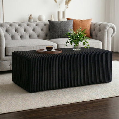 50.5'' W Black Corduroy Rectangle Compressed Ottoman, No Assembly Required Upholstered Bench/Footstool