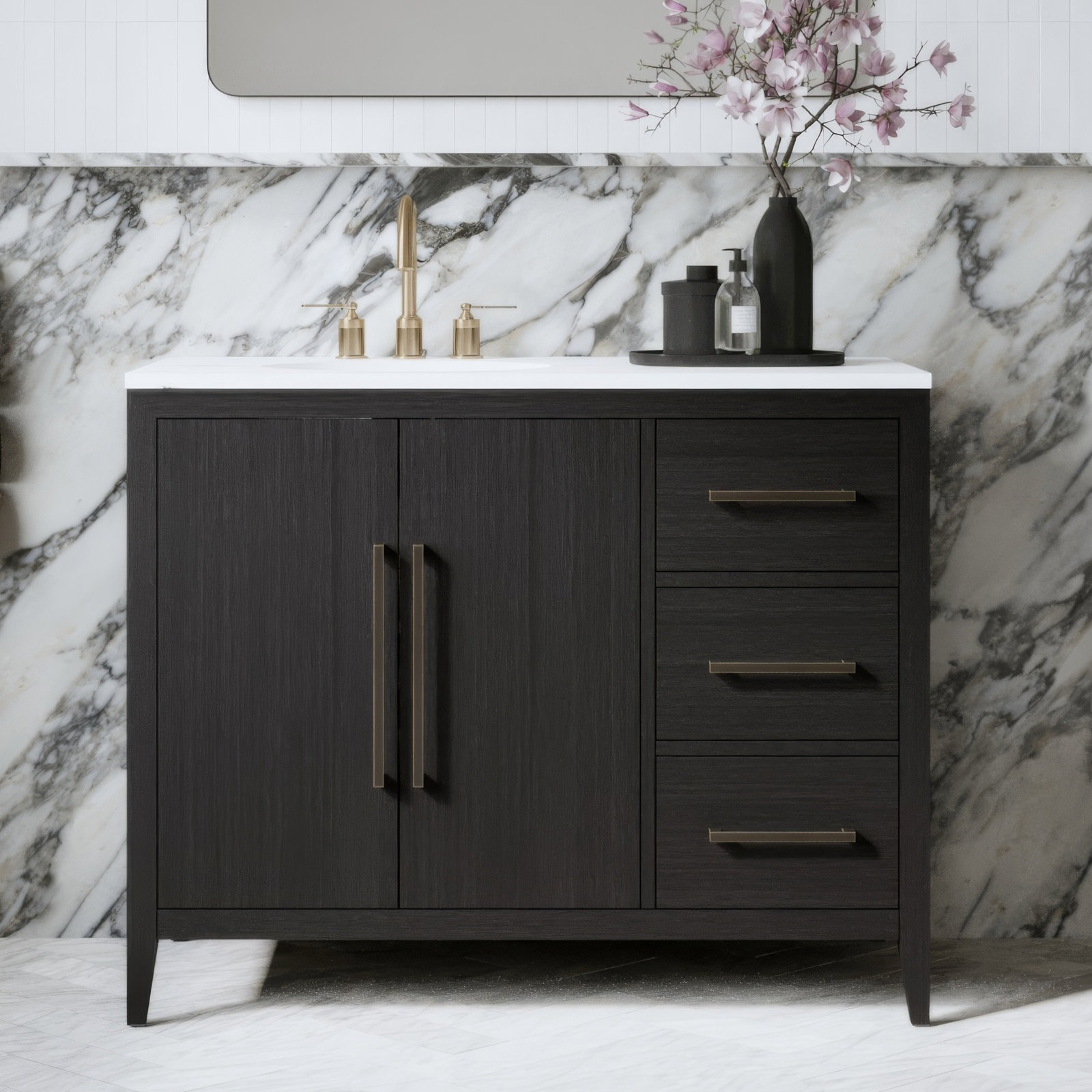 Alsup 42'' Single Bathroom Vanity, Dark Weathered Oak