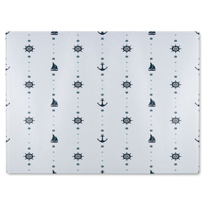 Anchor Wheel Sailboat Glass Chopping Board