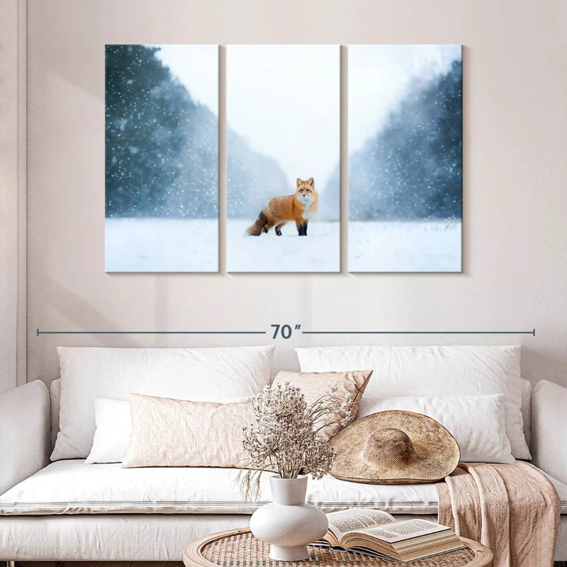 Red Fox In The Snow, 32" H x 50" W
